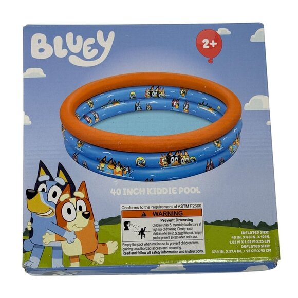 Bluey Inflatable Kiddie Pool 40" 3 Ring Summer Outdoor Water Play Toy - Picture 1 of 4